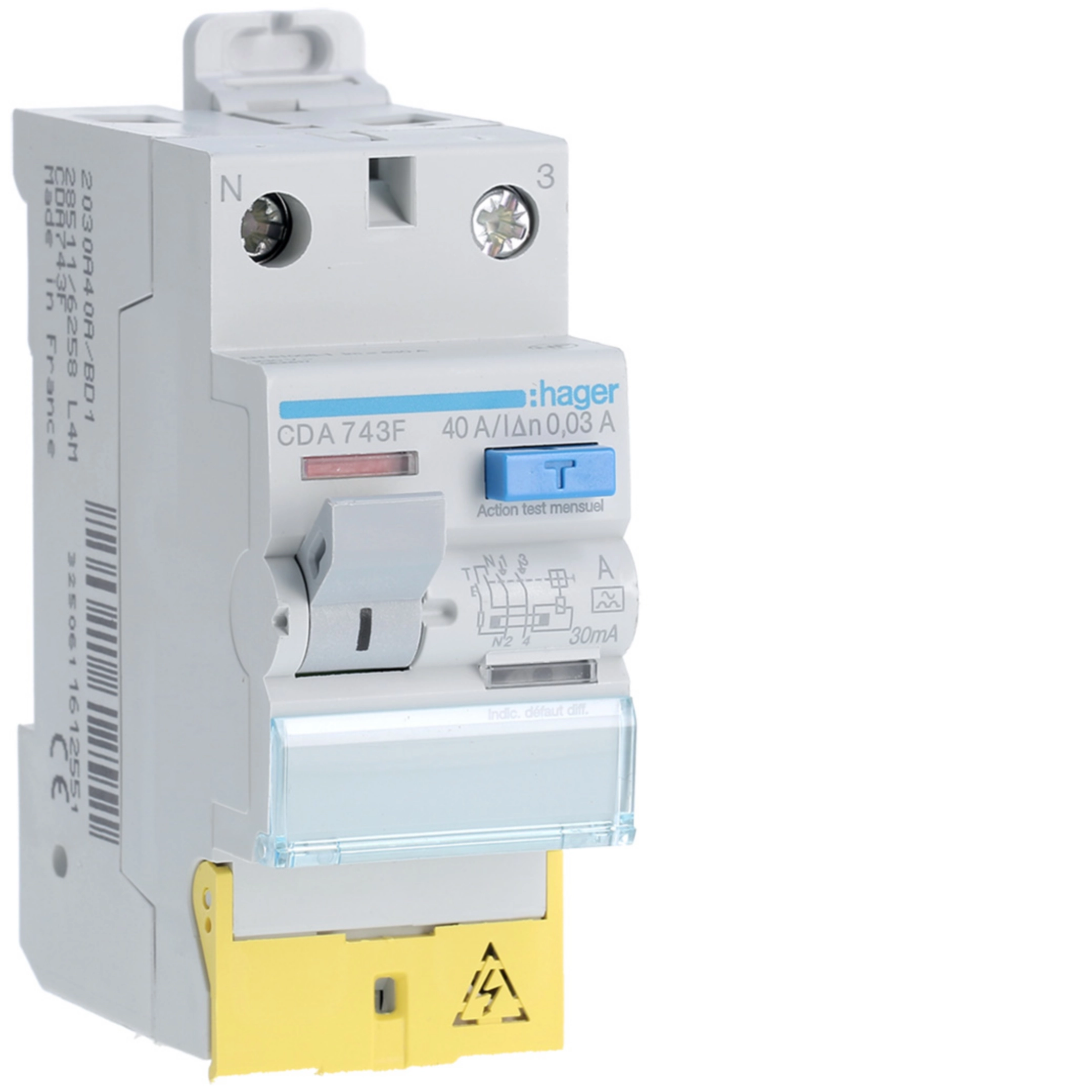 Interrupteur différentiel Hager référence CDA743F