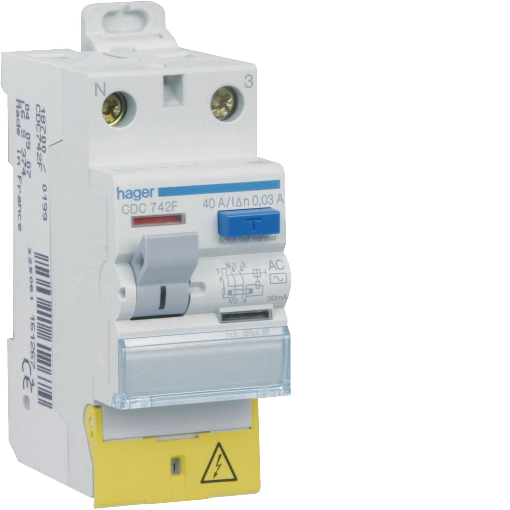 Interrupteur différentiel Hager référence CDC742F